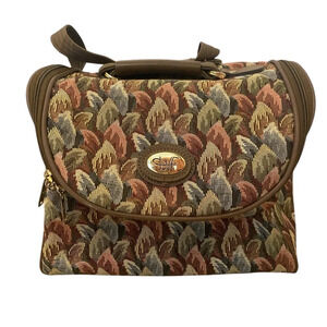 DVF Diane Von Furstenberg Vintage Tapestry Travel Carry On Make Up Bag Brown.